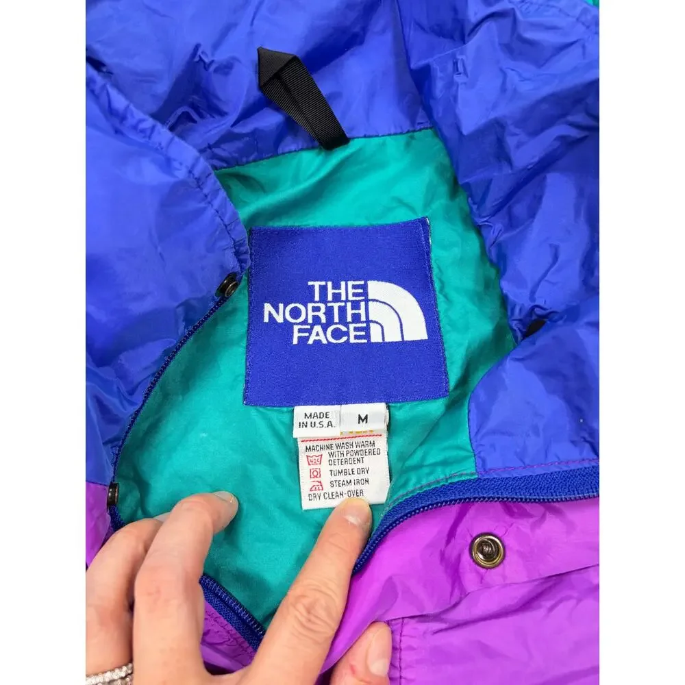 VTG The North Face color block windbreaker 1/4 snap pullover. FLAW. Size L 1990s